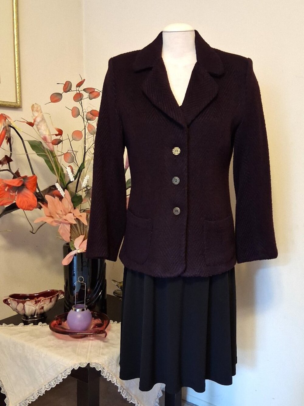 Cotton Blend Purple Lined Blazer Jacket Wrinkle Resistant Tailored Blazers